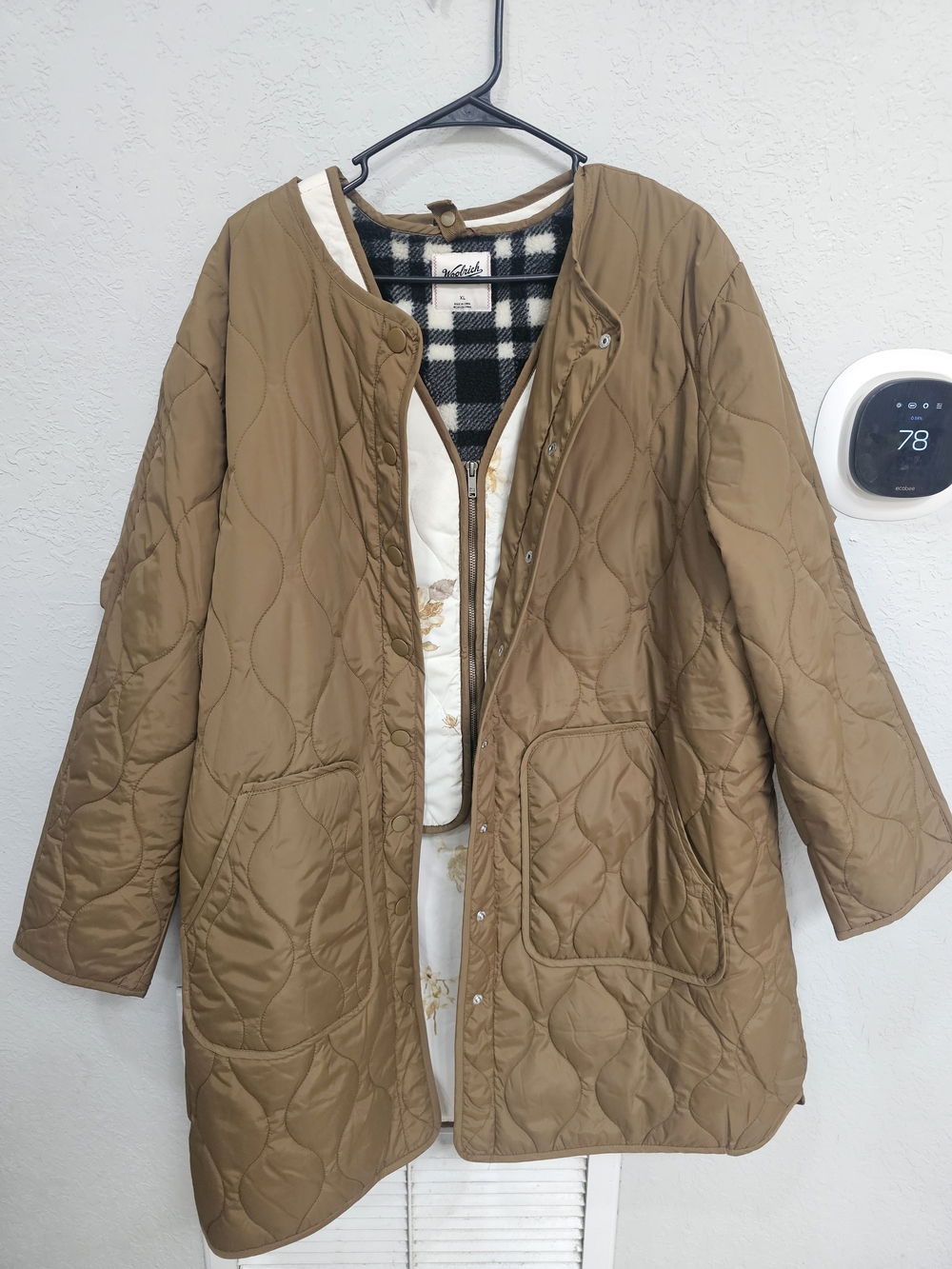 Woolrich Quilted Camel Utility Coat